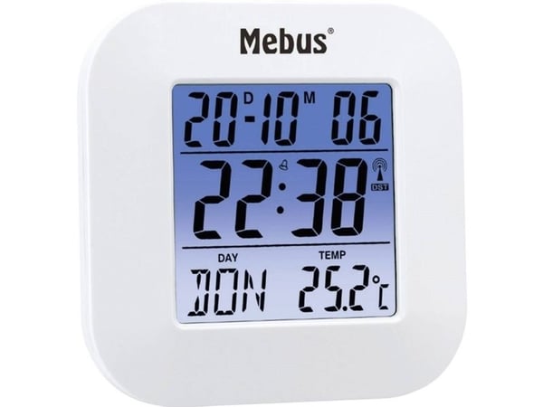 Mebus 51511 radiovekkerklokke hvit stort display