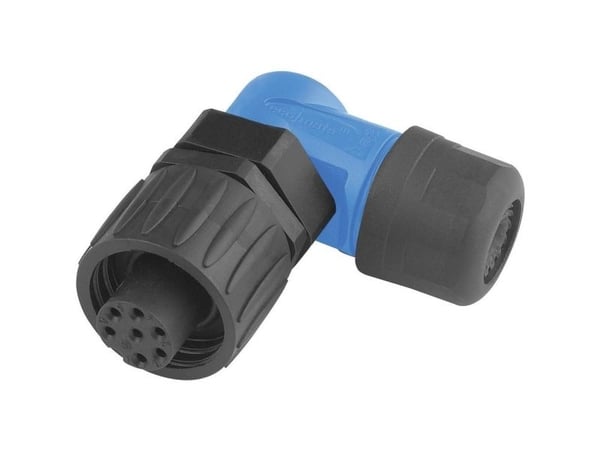 Amphenol C016 30F006 100 10, 7P, 90° kulmaus, Musta, IP67, 14 A, 250 V