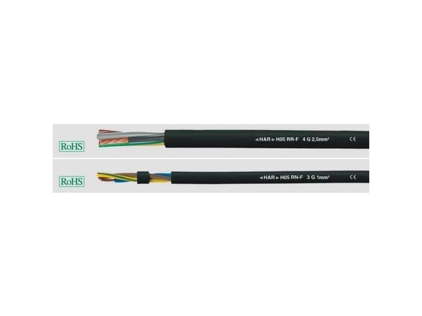 HELUKABEL H05RR-F, 0,75 mm², Svart, Kopper, 14,4 kg/km, 60 kg/km, 2000 V