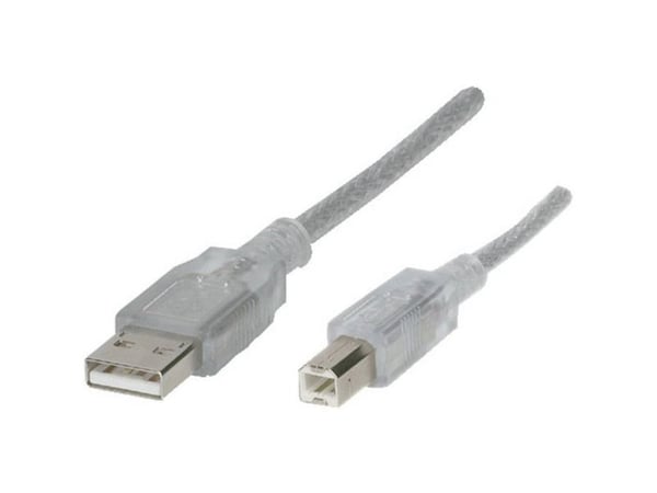 Renkforce RF-4538144, 1,8 m, USB A, USB B, USB 2.0, 0,48 Gbit/s, Gjennomsiktig