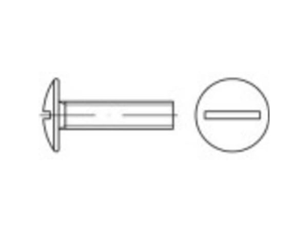 TOOLCRAFT 1069863 flate, runde skruer med spor M8 16 mm spor 88107, rustfritt stål A2, 200 stk