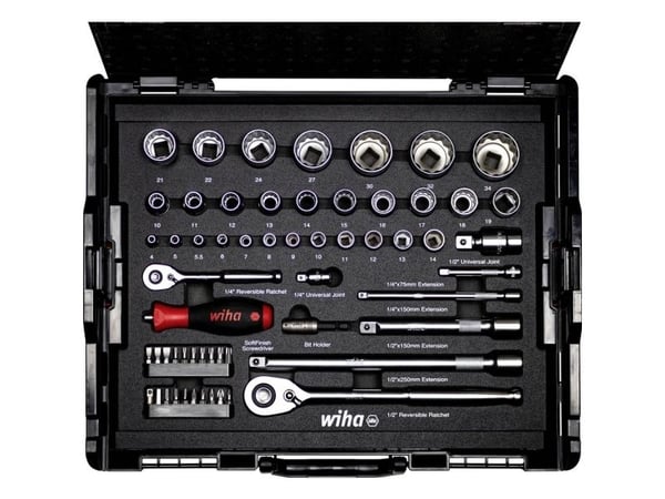 Hylse og bitssett 1/4" & 1/2" WIHA 60 stk i L-Boxx"