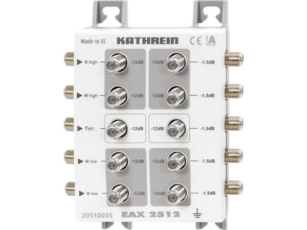 Kathrein EAX 2512, Kaapelin jakaja, 5 - 2150 MHz, Harmaa, Valkoinen, F-type, 112 mm, 54,5 mm