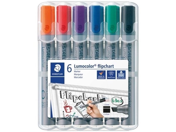 Staedtler 356 B WP6, 6 kpl, Sininen, Vihreä, Oranssi, Punainen, Violetti, Harmaa, Polypropeeni (PP), 2 mm, 5 mm