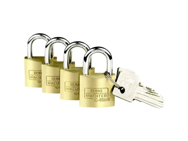 Burg Wächter Quadro 222 30 SB hengelås 4-pk - like messing nøkkellås