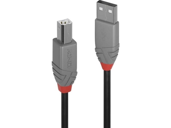 Lindy 36673, 2 m, USB A, USB B, USB 2.0, 0,48 Gbit/s, Svart