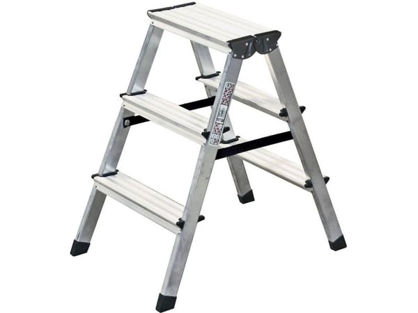Aluminium trappstige med dobbelttrinn arbeidshøyde maks. 2,20 m 2x3 trinn 120328 (120328)