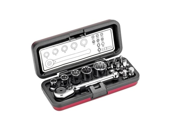 Cimco 113156, Støpselsett, 1/4", Metrisk, 5 hoder, 7,8,10,11,13 mm, PH1, PH2, PH3