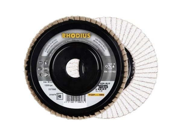 Rhodius 210475 LGA ALU lamellslipeskive diameter 125 mm boringsdiameter 22,23 mm korn 40 NMetaller (1 stk.)