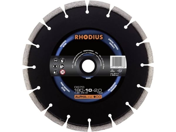 Rhodius 304094 DG70 diamant kappeskive 180 mm – 1 stk