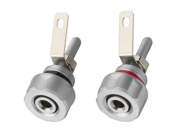 Monacor BP-410, speaker terminals, Silver, Nickel