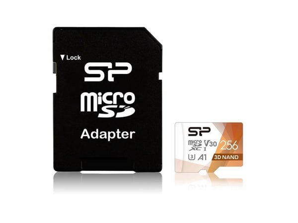 SILICON POWER Superior Pro - Flash-minneskort (microSDXC till SD-adapter inkluderad) - 256 GB - A1 / Video Class V30 / UHS-I U3 / Class10 - mikroSD...