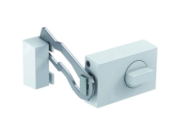 Basi 1306-0201 ekstra dørslås med slag hvit (blank)