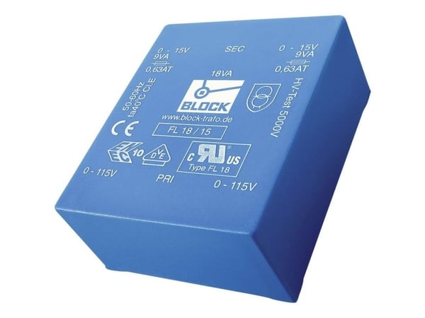 Block FL 8/18 printtransformator 2 x 115 V / 2 x 18 V AC 8 VA 222 mA