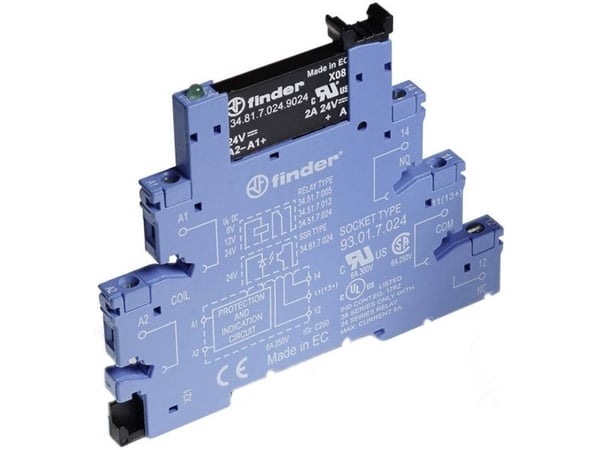 Finder halvlederrelé 38.81.7.024.9024-10, 2 A, koblingsspenning (maks.): 24 V/DC