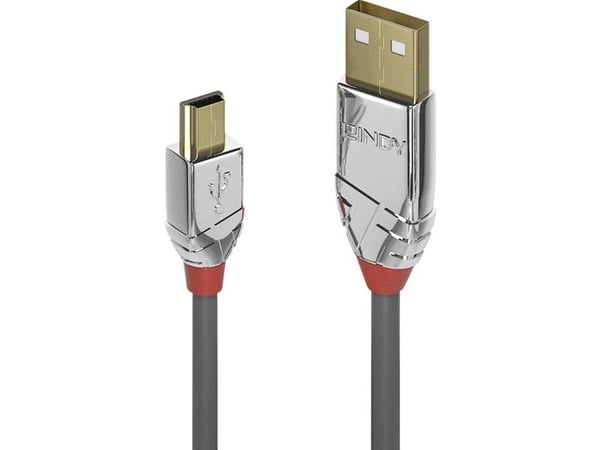 Lindy 36634, 5 m, USB A, Mini-USB B, USB 2.0, 0,48 Gbit/s, Harmaa
