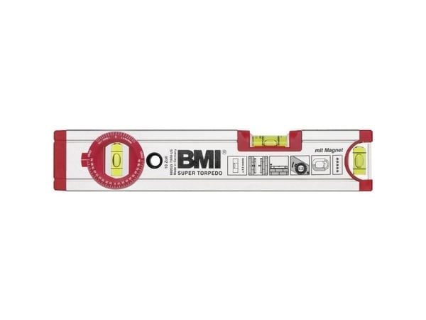 BMI Magnet-Wasserwaage 25cm SUPER TORPEDO 692025TWM Magnet-vaterpas med magnet 0,5 mm/m