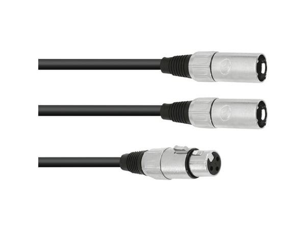 Omnitronic 30225204, XLR (3-pin), Hunkjønn, 2 x XLR (3-pin), Hankjønn, 1 m, Svart