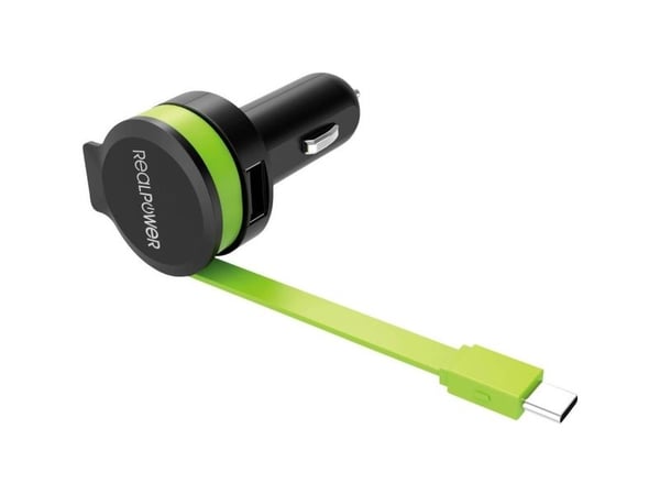 RealPower 257636, Auto, Tupakansytytin, 5 V, 0,58 m, Musta, Vihreä