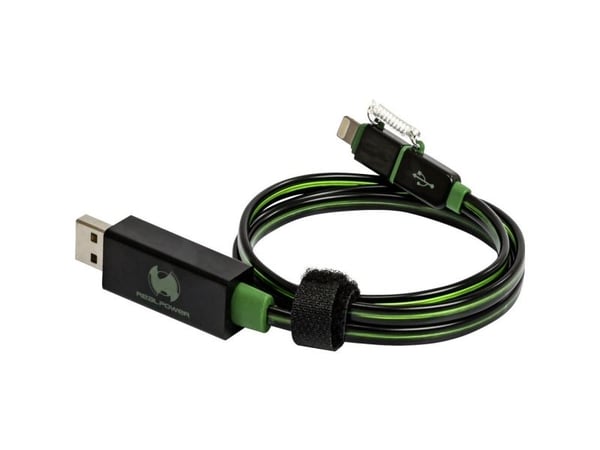 RealPower USB A/Lightning 0.75m, 0,75 m, Lightning, USB A, Musta, Vihreä, Suora, Suora
