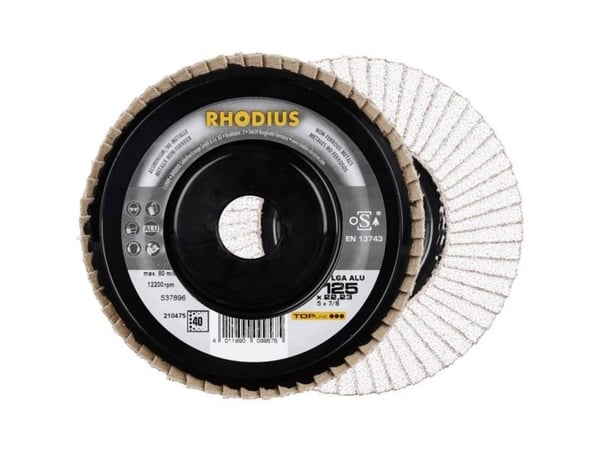 Rhodius 210474 LGA ALU lamellslipeskive diameter 115 mm boringsdiameter 22,23 mm korn 60 NE-metaller 1 stk