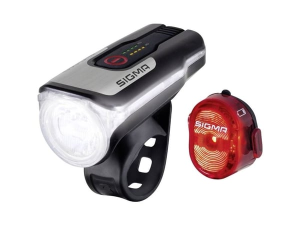 Sigma Sport Aura 80 + Nugget II Sett, Baklys + frontlys (sett), Sort, Aluminium, Plast, IPX4, LED, Rød/hvit
