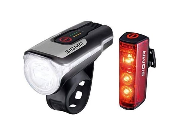 Sigma Sport Aura 80 + Blaze Set, Frontlys + baklys (sett), Sort, IPX4, LED, Rød/hvit, 80 lm