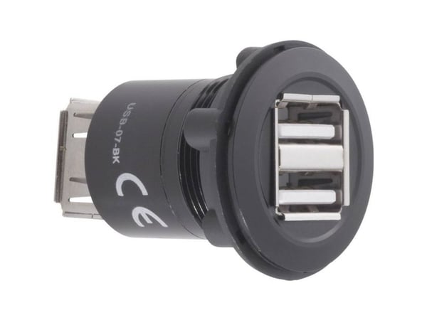 TRU COMPONENTS USB-07-BK USB dobbel innfelt tilkobling 2.0, 2x USB type A til 2x USB type A