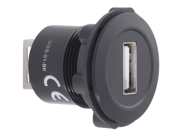 TRU COMPONENTS USB-01-BK USB-innbyggingskontakt 2.0 tilkobling/innbygging USB type A til USB type A, innhold: 1 stk