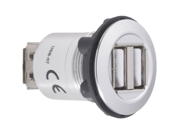 USB dual chassis socket 2.0 USB-07 2 x USB-liitin (tyyppi A) 2 x USB-liitin (tyyppi B) 1229316 TRU COMPONENTS Sisältö: 1 kpl