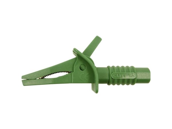 Cliff FCR7942 säkerhetskrokodilklämma 4 mm stickkontakt CAT II 1000 V, CAT III 600 V, grön