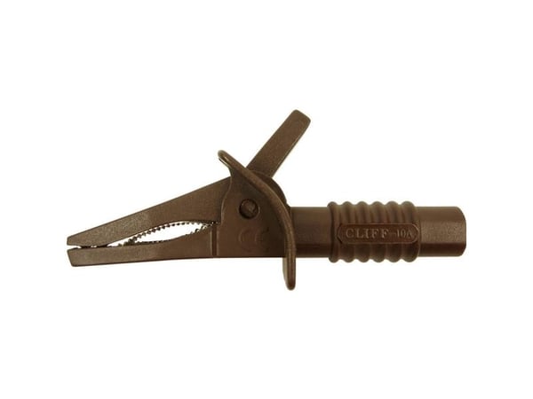 Cliff FCR7944 Krokotiiliklipsin turvaliitin 4 mm CAT II 1000 V, CAT III 600 V Ruskea