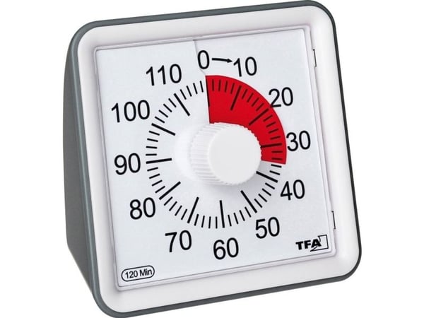 TFA-Dostmann VISUAL, Mekanisk tidsur, Antrasitt, Hvit, 1 min, Plast, Frittstående, AAA