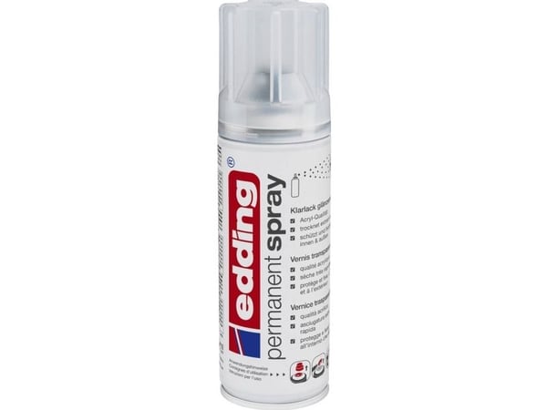 Edding permanent spray, fargeløs, sprayboks, hvit, glans, metall, tre, 200 ml