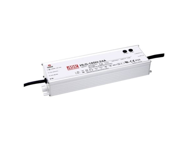 MEAN WELL HLG-185H-12A LED-drivdon, konstant spänning/konstant ström 156 W, 13 A, 12 V/DC, PFC-kopplingskrets, överbelastningsskydd