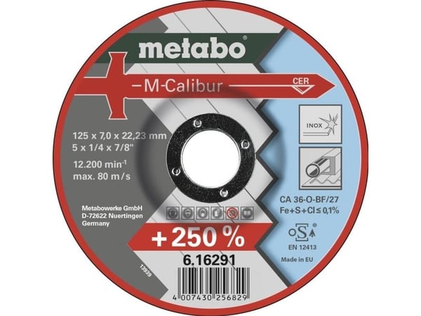 Metabo 624277000, Laikka, valurauta, Ruostumaton teräs, Terästä, 12,5 cm, Metabo, Tasainen keskiosa, 2,22 cm