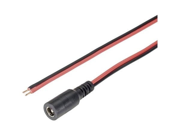 TRU COMPONENTS tilslutningskabel for lav spenning, åpen ende 5,5 mm til 2,5 mm, 2,5 mm, 2,00 m, 1 stk