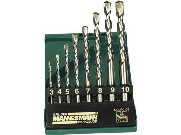 Brüder Mannesmann M54309 Stålspiralbor-sett 3 mm, 4 mm, 5 mm, 6 mm, 7 mm, 8 mm, 9 mm, 10 mm Sylinderskaft 1 stk
