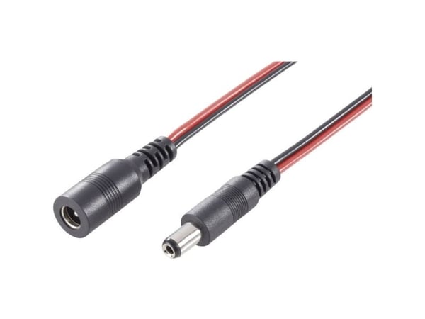 TRU COMPONENTS Lavvolts-forlengerledning - 5.5 mm/2.5 mm til 5.5 mm/2.5 mm 1 stk