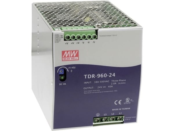 Mean Well TDR-960-48 Virtalähde DIN-kiskoon 48 V/DC 20 A 960 W Lähtöjen määrä: 1 x Sisältö 1 kpl