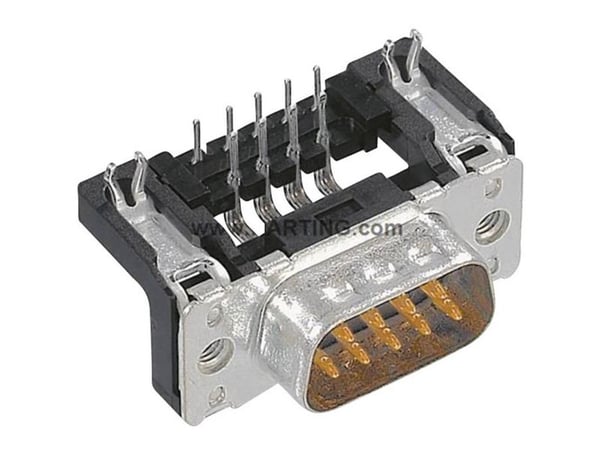 Harting 09 65 362 6811, D-Sub 3, musta, metallinen, polybuteenitereftalaatti (PBT), kupariseos, 10 mO, 1000 V