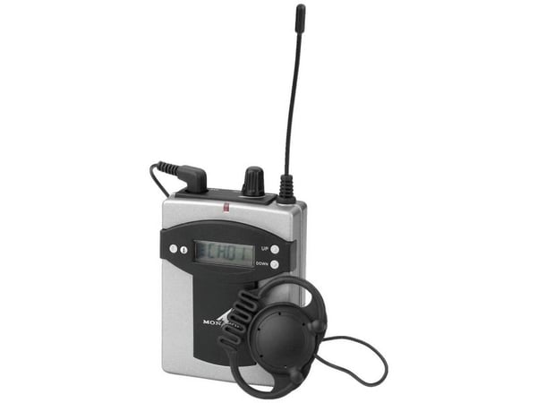 Monacor TXA-800R, Bærbar (lommemottaker), Fiksert, 863.1-864.9 MHz, 16 kanaler, Sort, Grå, Batteri