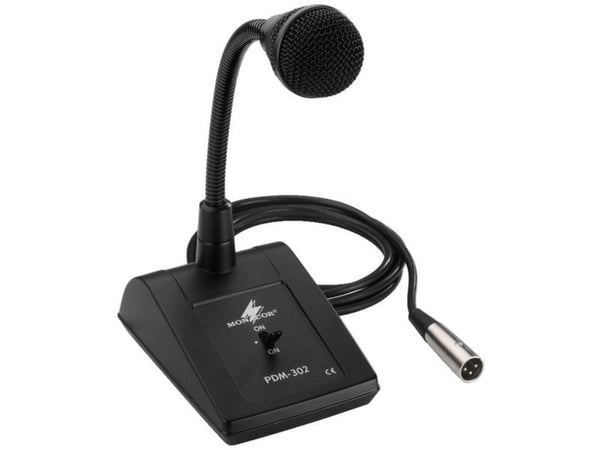 Monacor PDM-302, 60 - 12000 Hz, 600 ohm (O), Kardioid, Dynamisk, Ledningsført, XLR-3