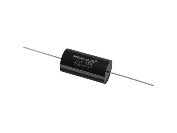 Monacor MKPA-120, Sylindriske, Sort, 12000 nF, 250 V, 46 mm, 23,5 mm