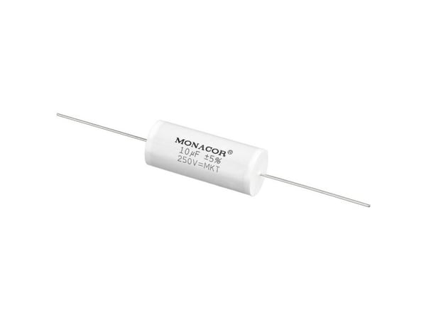 Monacor MKTA-100, Film, Sylindriske, Hvit, 10000 nF, 250 V, 46 mm