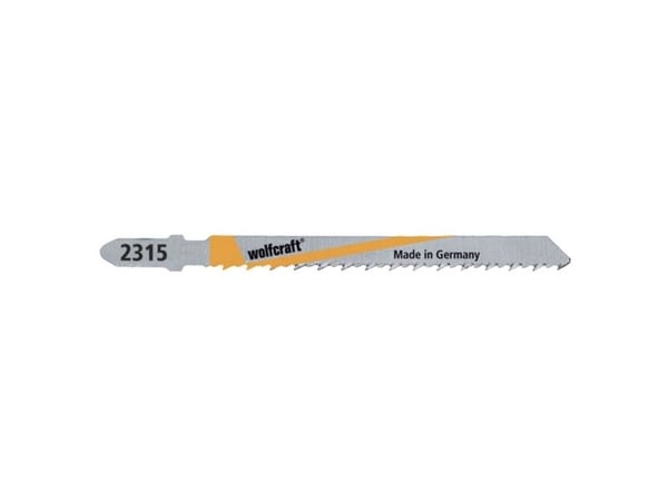 wolfcraft GmbH 2315000, Stikksagblad, Parkett, Plast, Kryssfiner, Høy-Hastighets Stål (HHS), Rustfritt stål, Gult, 7,5 cm, 2,5 mm