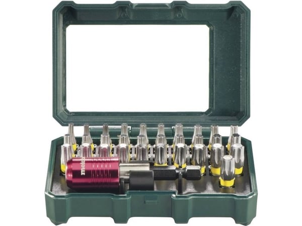 Metabo 626709000, 32 stykker, Torx, 10, 15, 20, 25, 27, 30, 40, Kromvanadiumstål, 2,5 cm