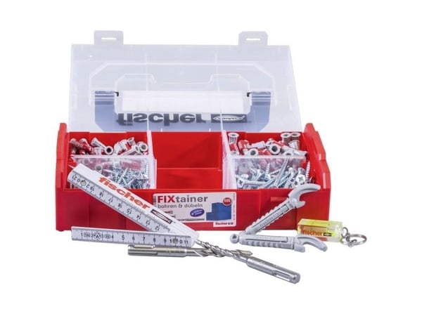 Fischer FIXtainer 306, Ruuvi- ja seinäpistokesarja, Betoni, Harmaa, 150 kpl, Laatikko