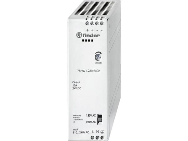 Finder 78.2A.1.230.2402 Yläkiskon virtalähde (DIN-kisko) 24 V/DC 10 A 240 W (78.2A.1.230.2402) Finder 78.2A.1.230.2402 Yläkiskon virtalähde (DIN-kisko) 24 V/DC 10 A 240 W (78.2A.1.230.2402)