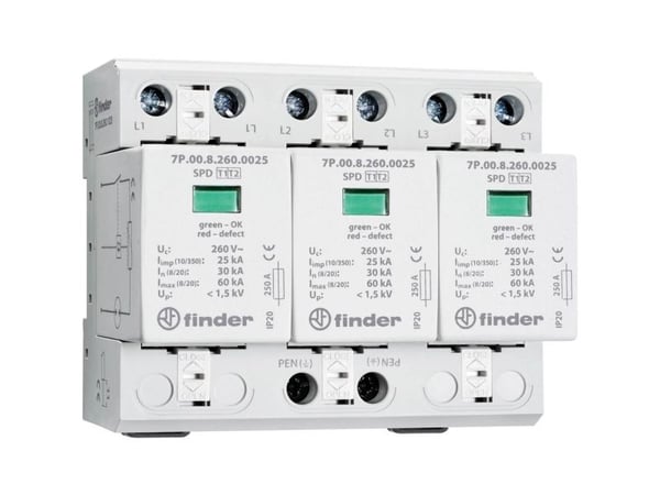 Finder 7P.03.8.260.1025 Ylijännitesuoja tyyppi 1/2 Sarja 7P IP20 (7P.03.8.260.1025)